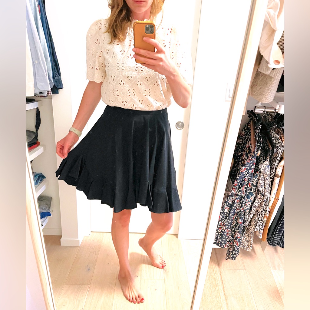 Nwt Chloe, Ruffled Crepe Skirt, Navy, 38